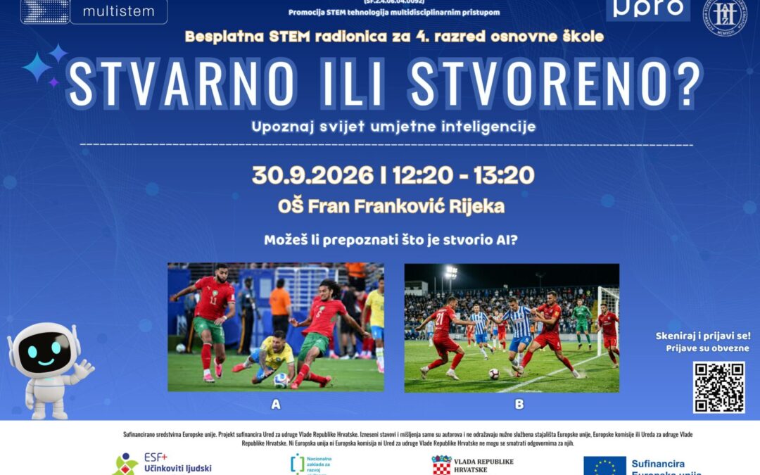 STEM RADIONICE: “STVARNO ILI STVORENO?” – ČETVRTAŠI ISTRAŽUJU SVIJET UMJETNE INTELIGENCIJE I UI GENERIRANIH SADRŽAJA